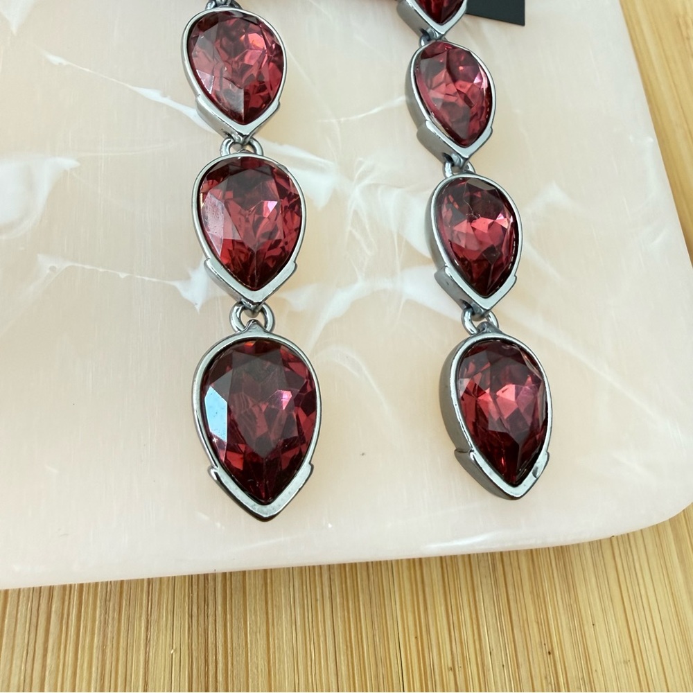 Simply Vera Vera Wang Deep Red Drop Earrings - Picture 2 of 6